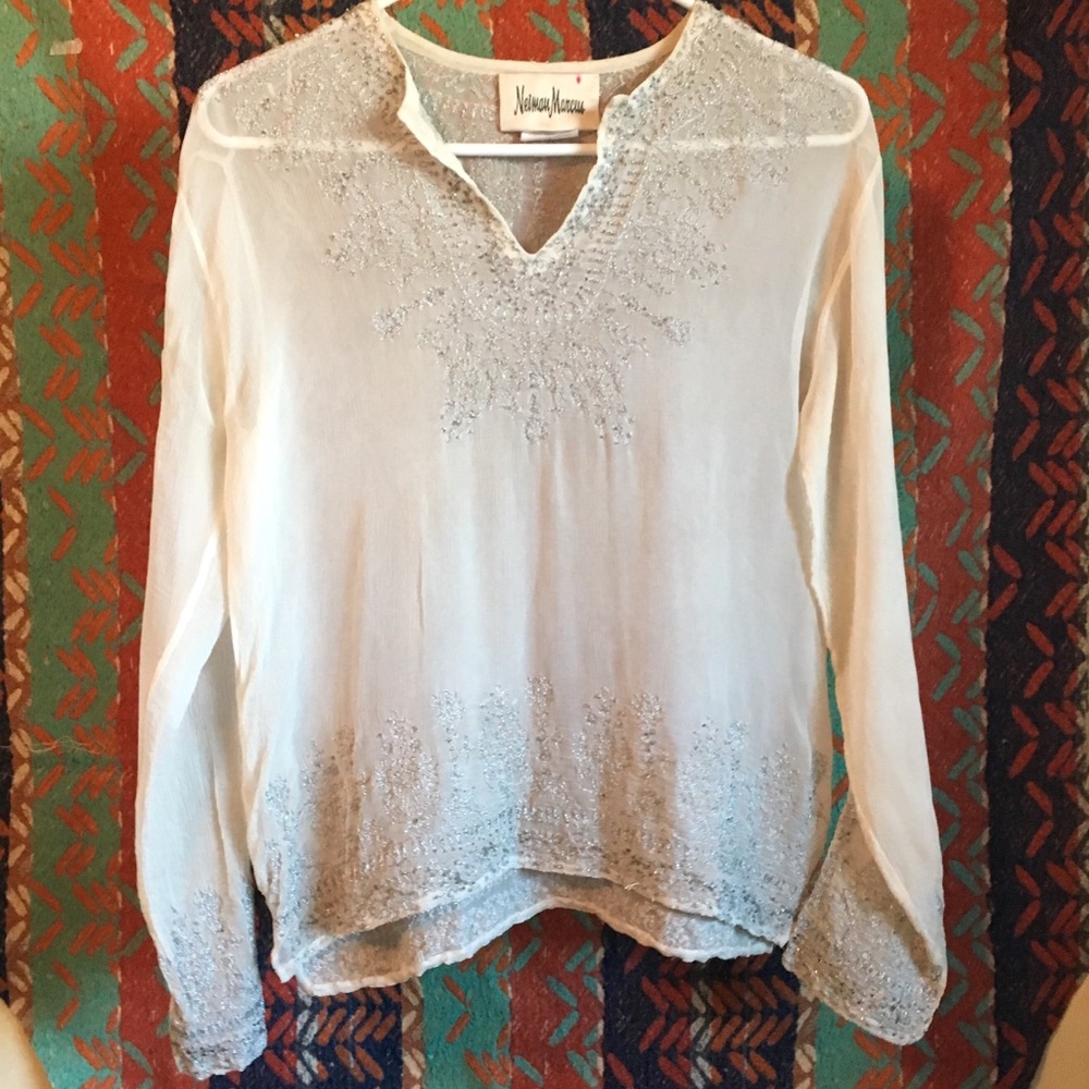 Handmade in Nepal 100% silk embroidered shirt